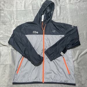 NEW BALANCE Men Full Zip Hooded Jacket Windbreaker Sz XL NWT Lifetime Run